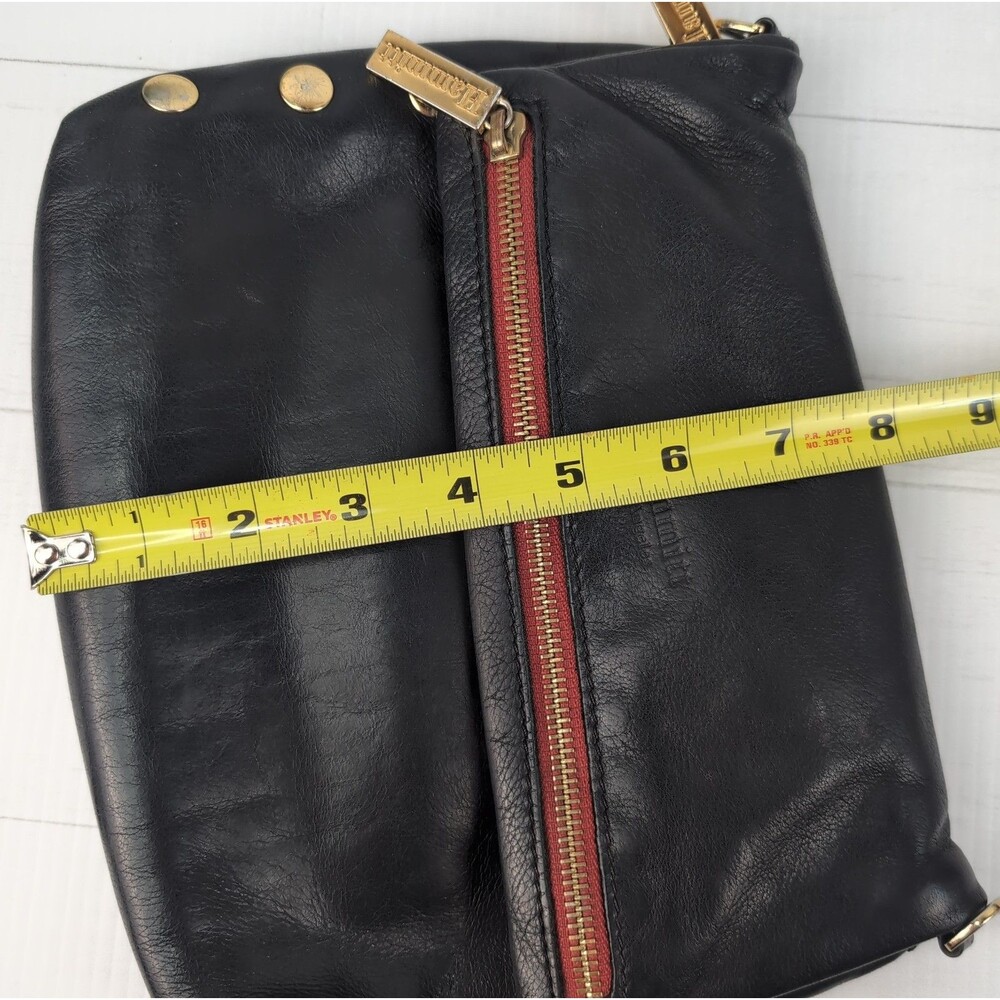 Hammitt Los Angeles Black Pebbled Leather VIP Satchel Red Zipper No Strap - Wear - Picture 14 of 15